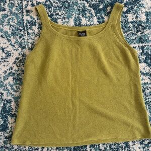 Eileen Fisher mossy matcha green knit cotton linen tank sleeveless medium